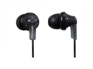 Panasonic RPHJE120k black Panasonic RPHJE120k earbuds white background