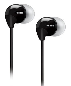 Philips SHE3590 black Philips SHE3590 earbuds white background