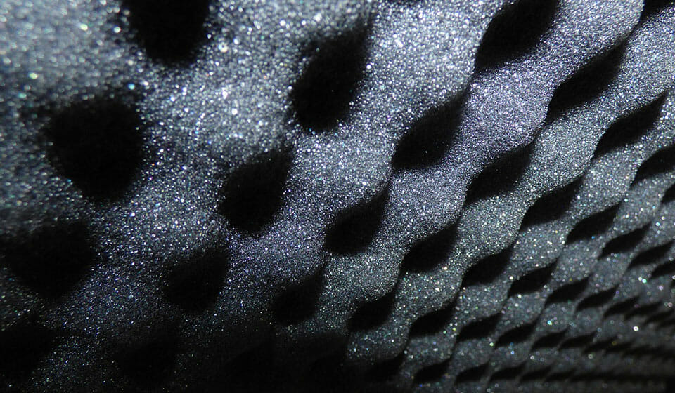 Sound-absorbing foam is used for improving acoustics. Sound-absorbing foam is used for improving acoustics.