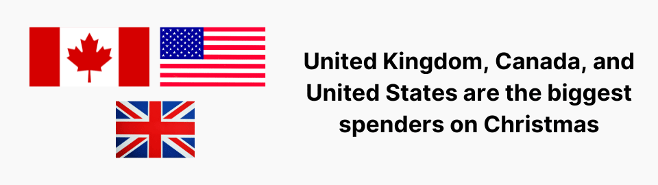 United Kingdom, Canada, and United States are the biggest spenders on Christmas