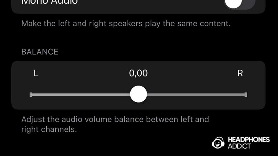 iOS audio balance