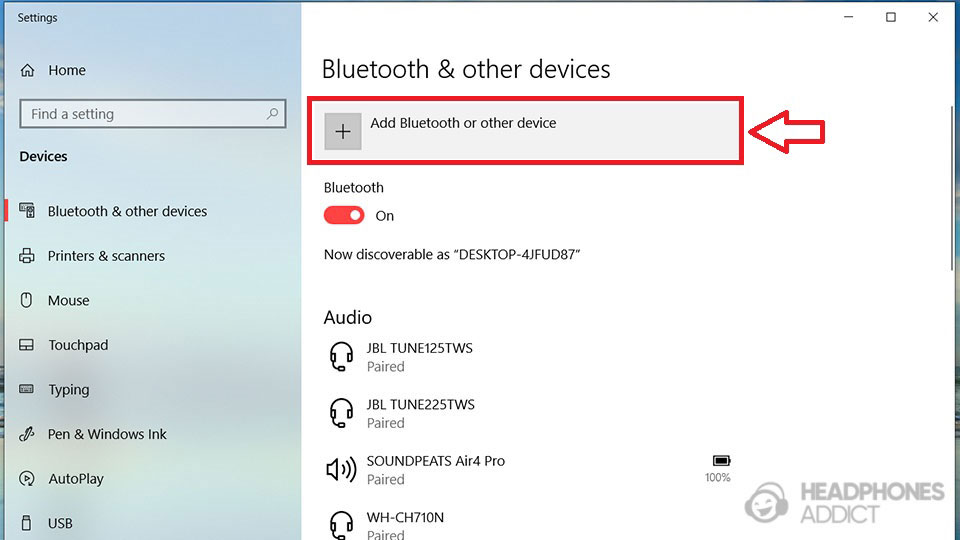 Windows 10 add Bluetooth device