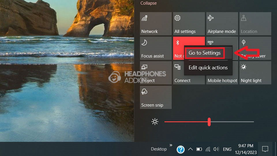 Windows 10 go to settings