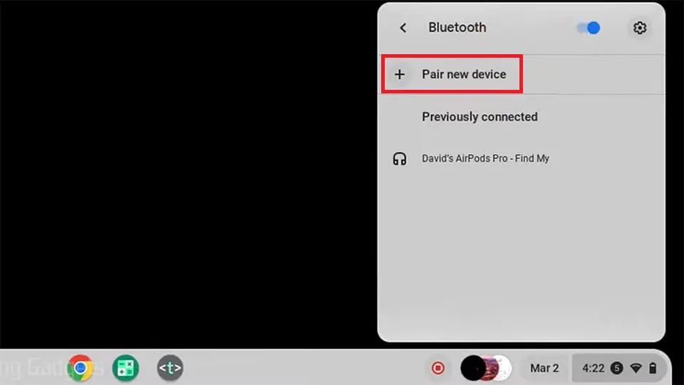 ChromeOS Bluetooth settings