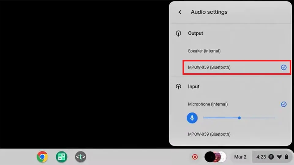 ChromeOS audio output