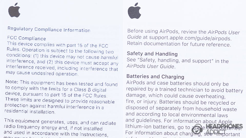 Apple AirPods Pro 2 booklet text comparison