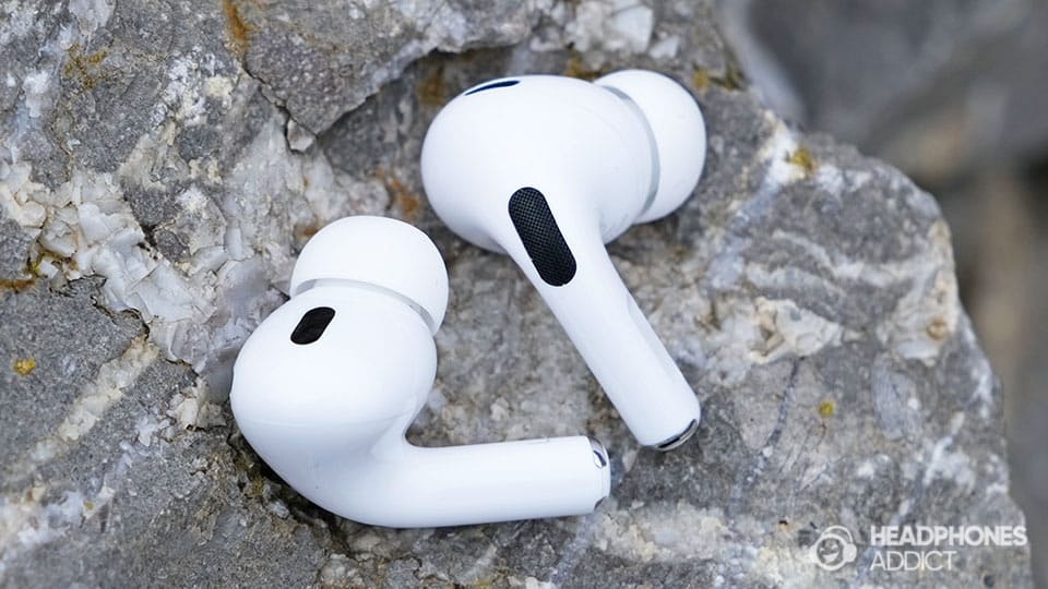Apple AirPods Pro 2 on a stone