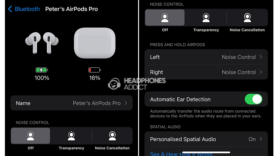 Fake Apple AirPods Pro 2 settings